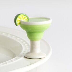 Nora Fleming Lime Green and White Margarita Glass Mini
